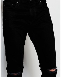 schwarze Jeans mit Destroyed-Effekten von Jack and Jones