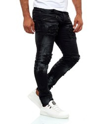 schwarze Jeans mit Destroyed-Effekten von KINGZ
