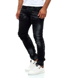 schwarze Jeans mit Destroyed-Effekten von KINGZ