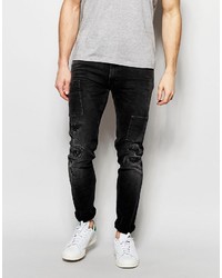 schwarze Jeans mit Destroyed-Effekten von Lee