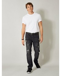 schwarze Jeans mit Destroyed-Effekten von MEN PLUS BY HAPPY SIZE