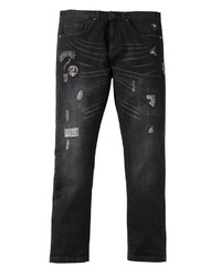 schwarze Jeans mit Destroyed-Effekten von MEN PLUS BY HAPPY SIZE
