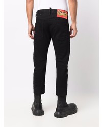 schwarze Jeans mit Destroyed-Effekten von DSQUARED2