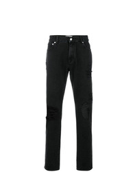 schwarze Jeans mit Destroyed-Effekten von MSGM