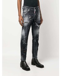 schwarze Jeans mit Destroyed-Effekten von DSQUARED2