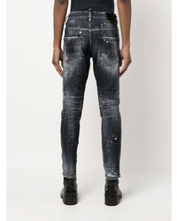 schwarze Jeans mit Destroyed-Effekten von DSQUARED2