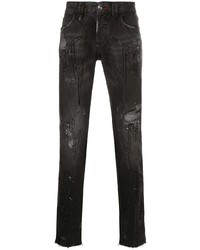 schwarze Jeans mit Destroyed-Effekten von Philipp Plein