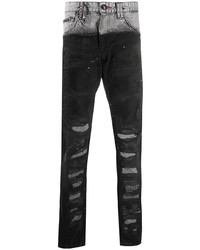 schwarze Jeans mit Destroyed-Effekten von Philipp Plein