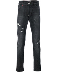 schwarze Jeans mit Destroyed-Effekten von Philipp Plein