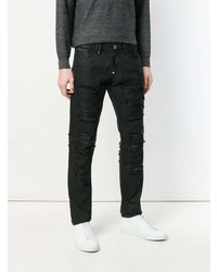 schwarze Jeans mit Destroyed-Effekten von Philipp Plein