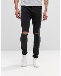 schwarze Jeans mit Destroyed-Effekten von Pull&Bear