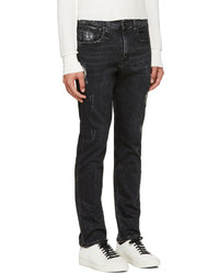 schwarze Jeans mit Destroyed-Effekten von R 13