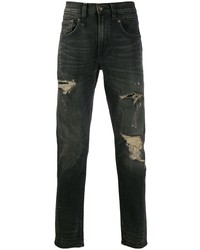 schwarze Jeans mit Destroyed-Effekten von R13