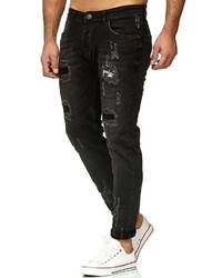 schwarze Jeans mit Destroyed-Effekten von Redbridge