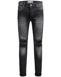 schwarze Jeans mit Destroyed-Effekten von Redbridge