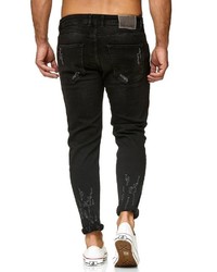 schwarze Jeans mit Destroyed-Effekten von Redbridge