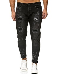 schwarze Jeans mit Destroyed-Effekten von Redbridge