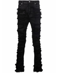 schwarze Jeans mit Destroyed-Effekten von Rick Owens