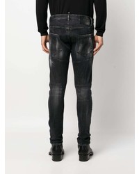 schwarze Jeans mit Destroyed-Effekten von DSQUARED2