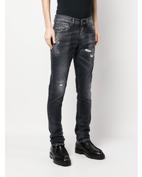 schwarze Jeans mit Destroyed-Effekten von Dondup