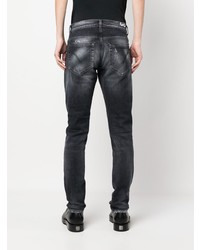 schwarze Jeans mit Destroyed-Effekten von Dondup