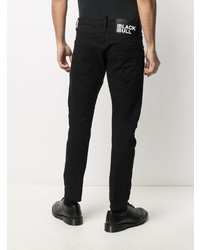 schwarze Jeans mit Destroyed-Effekten von DSQUARED2