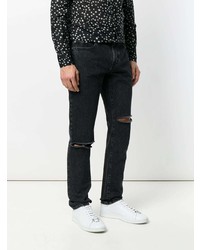 schwarze Jeans mit Destroyed-Effekten von Saint Laurent