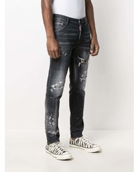 schwarze Jeans mit Destroyed-Effekten von DSQUARED2