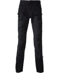 schwarze Jeans mit Destroyed-Effekten von Roberto Cavalli