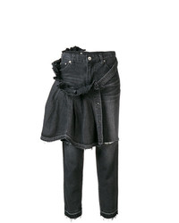 schwarze Jeans mit Destroyed-Effekten von Sacai