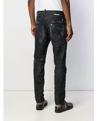 schwarze Jeans mit Destroyed-Effekten von DSQUARED2