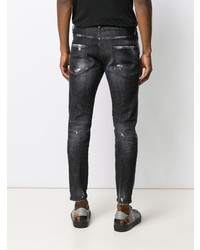 schwarze Jeans mit Destroyed-Effekten von DSQUARED2