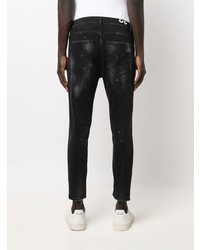 schwarze Jeans mit Destroyed-Effekten von Dondup