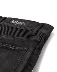 schwarze Jeans mit Destroyed-Effekten von Balmain