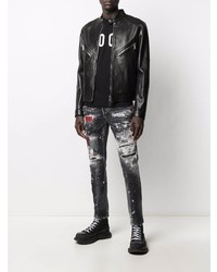schwarze Jeans mit Destroyed-Effekten von DSQUARED2
