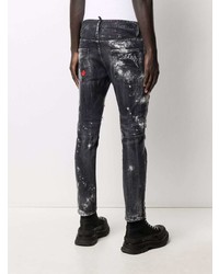 schwarze Jeans mit Destroyed-Effekten von DSQUARED2