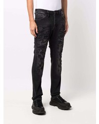 schwarze Jeans mit Destroyed-Effekten von Philipp Plein