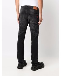 schwarze Jeans mit Destroyed-Effekten von Philipp Plein