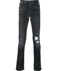 schwarze Jeans mit Destroyed-Effekten von Unravel Project