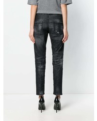 schwarze Jeans mit Destroyed-Effekten von Dsquared2