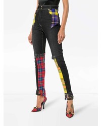 schwarze Jeans mit Schottenmuster von Versace
