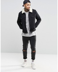 schwarze Jeansjacke von Asos