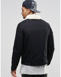 schwarze Jeansjacke von Asos