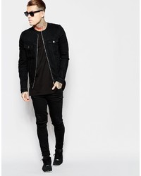 schwarze Jeansjacke von Asos