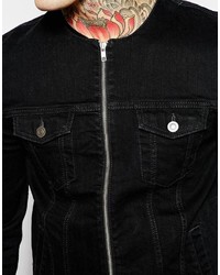 schwarze Jeansjacke von Asos