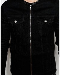 schwarze Jeansjacke von Asos