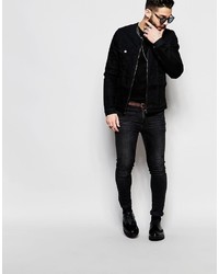 schwarze Jeansjacke von Asos