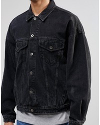 schwarze Jeansjacke von Asos