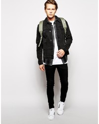 schwarze Jeansjacke von Asos