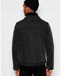 schwarze Jeansjacke von Asos